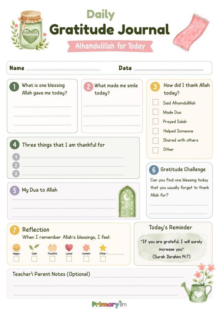 free gratitude journal for kids